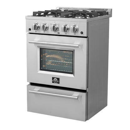 Forno Breno 24-Inch Freestanding Gas Range, Plug Included, Energy Efficient