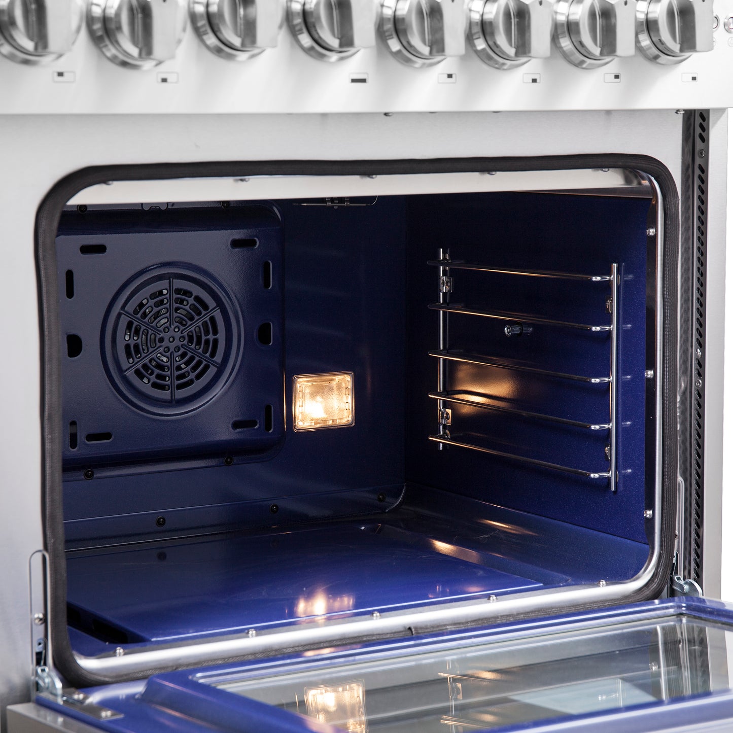 Forno Capriasca 48-Inch Freestanding French Door Dual Fuel Range, 8 Burners, True Convection Oven