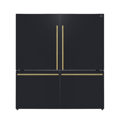 Forno Milano 2-Piece 62-Inch Freestanding Dual Bottom Freezer Refrigerator in Black – 34.4 cu.ft, Touch Control, Ice Maker