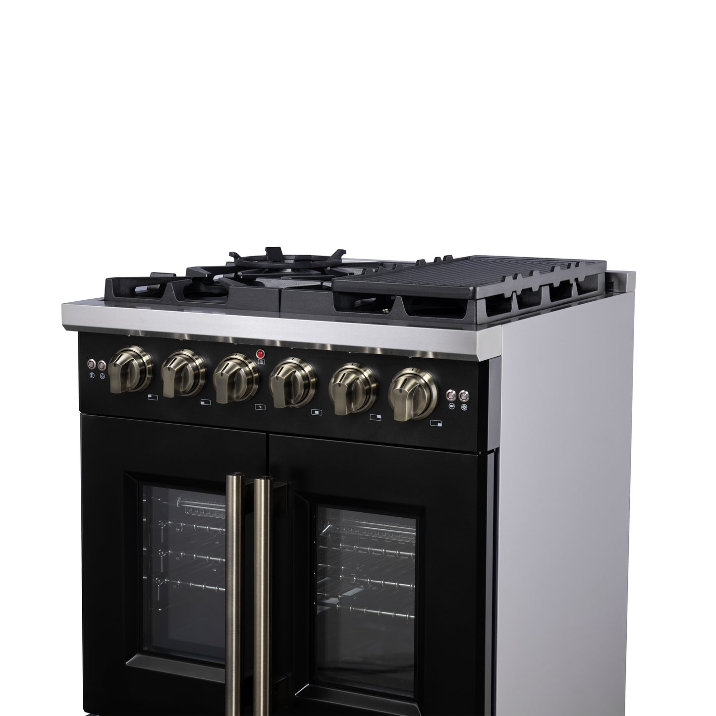 Forno Capriasca 30-Inch Freestanding French Door Gas Range, 4 Burners, Convection Oven, Energy Efficient