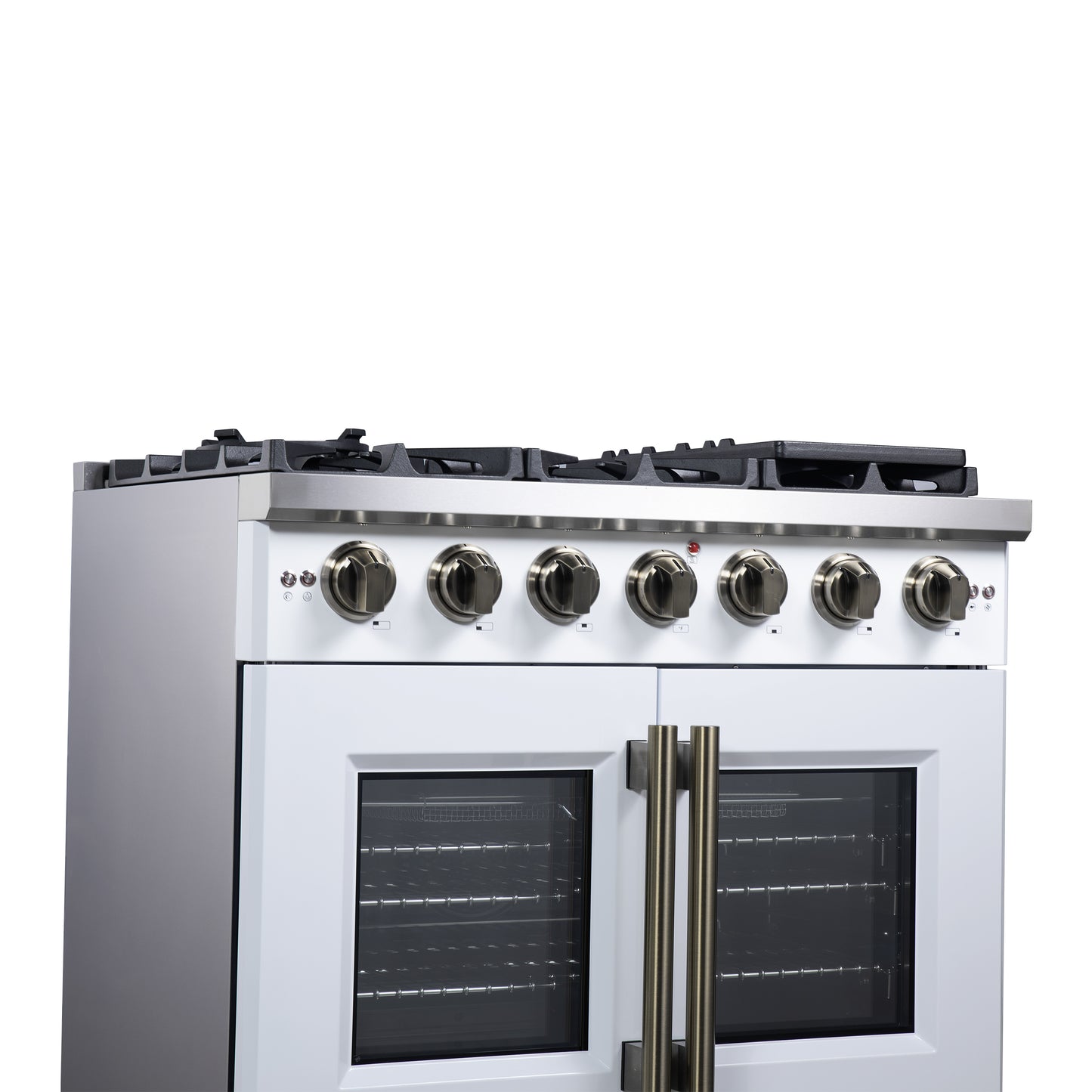 Forno Capriasca 36-Inch White Freestanding French Door Gas Range, 6 Burners, Convection Oven, Energy Efficient