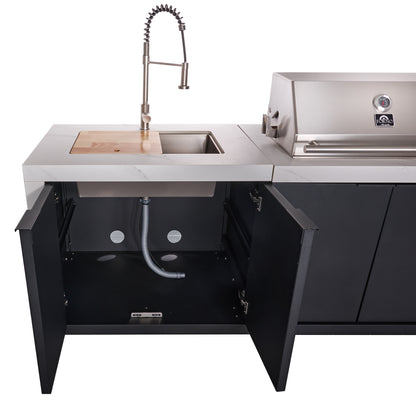 Forno Rimini Outdoor Kitchen: 30" BBQ 62,600 BTU, 4.8 cu.ft. Refrigerators, White Countertops