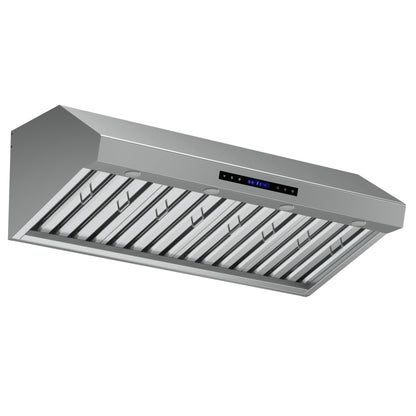 Forno Palazzo 48-Inch Wall Mounted Range Hood, Stainless Steel, Heavy Duty Baffle Filters, Remote Control
