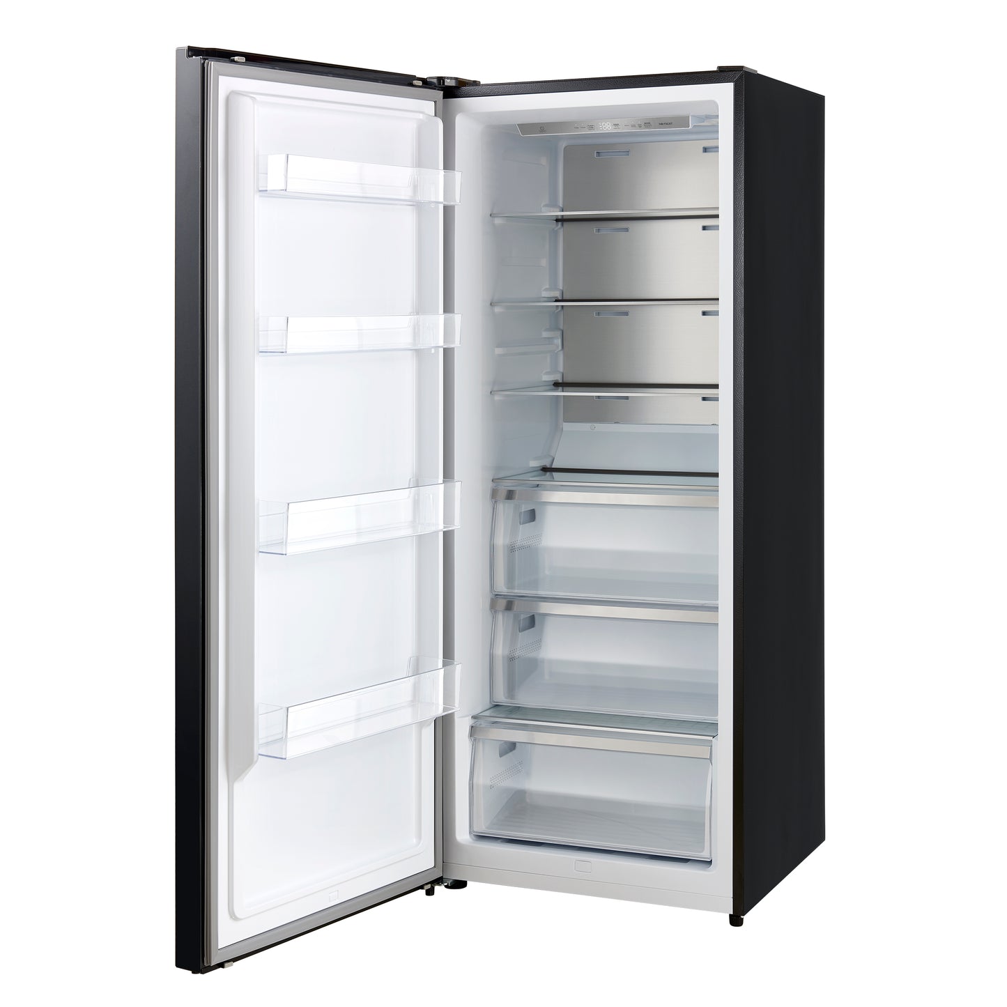 Forno Maderno 28-Inch Convertible Upright Freezer/Refrigerator in Black with Antique Brass Handle, 13.6 cu.ft., Left Swing