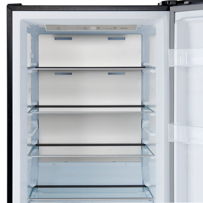 Forno Maderno 28-Inch Convertible Freezer/Refrigerator in Black with Antique Brass Handle, 13.6 cu.ft. Right Swing