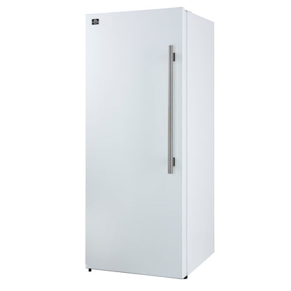 Forno Maderno 28-Inch Convertible Upright Freezer/Refrigerator in White with Antique Brass Handle, 13.6 cu.ft., Left Swing
