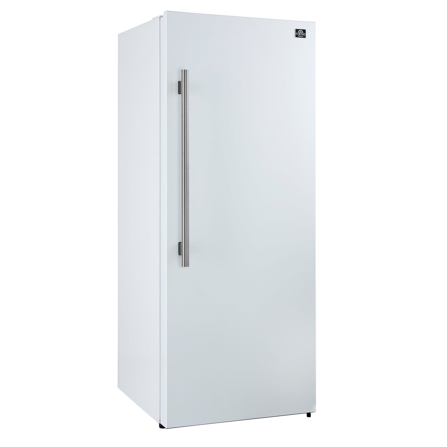 Forno Maderno 28-Inch Convertible Freezer/Refrigerator in White with Antique Brass Handle, 13.6 cu.ft. Right Swing