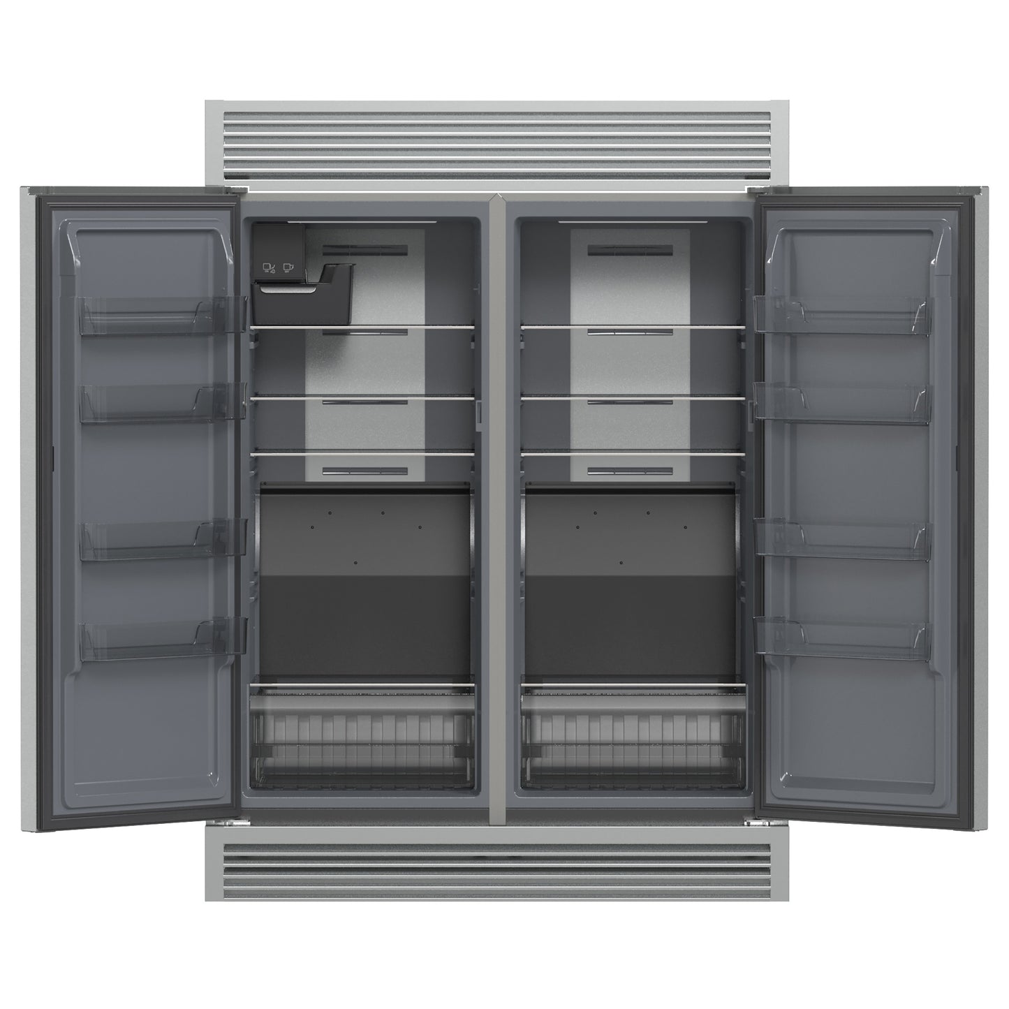 Forno Fortezza 60 Inch Convertible Refrigerator/Freezer with Trim Grill, Stainless Steel, Total No Frost, with Automatic Ice Maker