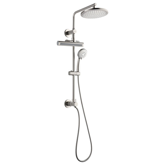 Forno Acqua AcquaFALL Shower, Brushed Nickel Finish, Overhead Rainfall Shower, Handheld Shower Head, Body Jets, 1.8 GPM Flow Rate