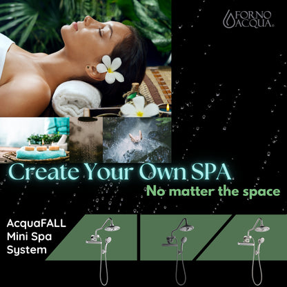 Forno Acqua AcquaFALL Mini 8 Inch Shower Head, Polished Stainless Steel Finish, Overhead Rainfall Shower, Handheld Shower Head, Body Jets, 2.5 GPM Flow Rate