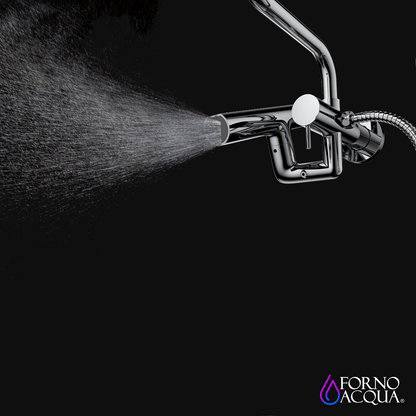 Forno Acqua AcquaFALL Mini 8 Inch Shower Head, Polished Stainless Steel Finish, Overhead Rainfall Shower, Handheld Shower Head, Body Jets, 2.5 GPM Flow Rate