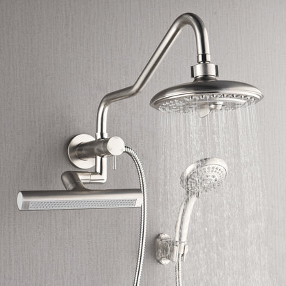 Forno Acqua AcquaFALL Mini 8 Inch Shower Head, Brushed Nickel Finish, Overhead Rainfall Shower, Handheld Shower Head, Body Jets, 2.5 GPM Flow Rate