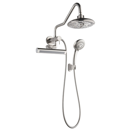 Forno Acqua AcquaFALL Mini 8 Inch Shower Head, Brushed Nickel Finish, Overhead Rainfall Shower, Handheld Shower Head, Body Jets, 2.5 GPM Flow Rate
