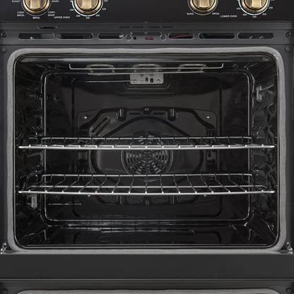 Forno Vomero 30-Inch Double Wall Oven, Black, 10 cu.ft Total Capacity, 7100W Convection, Mechanical Controls, Manuel Steam Clean