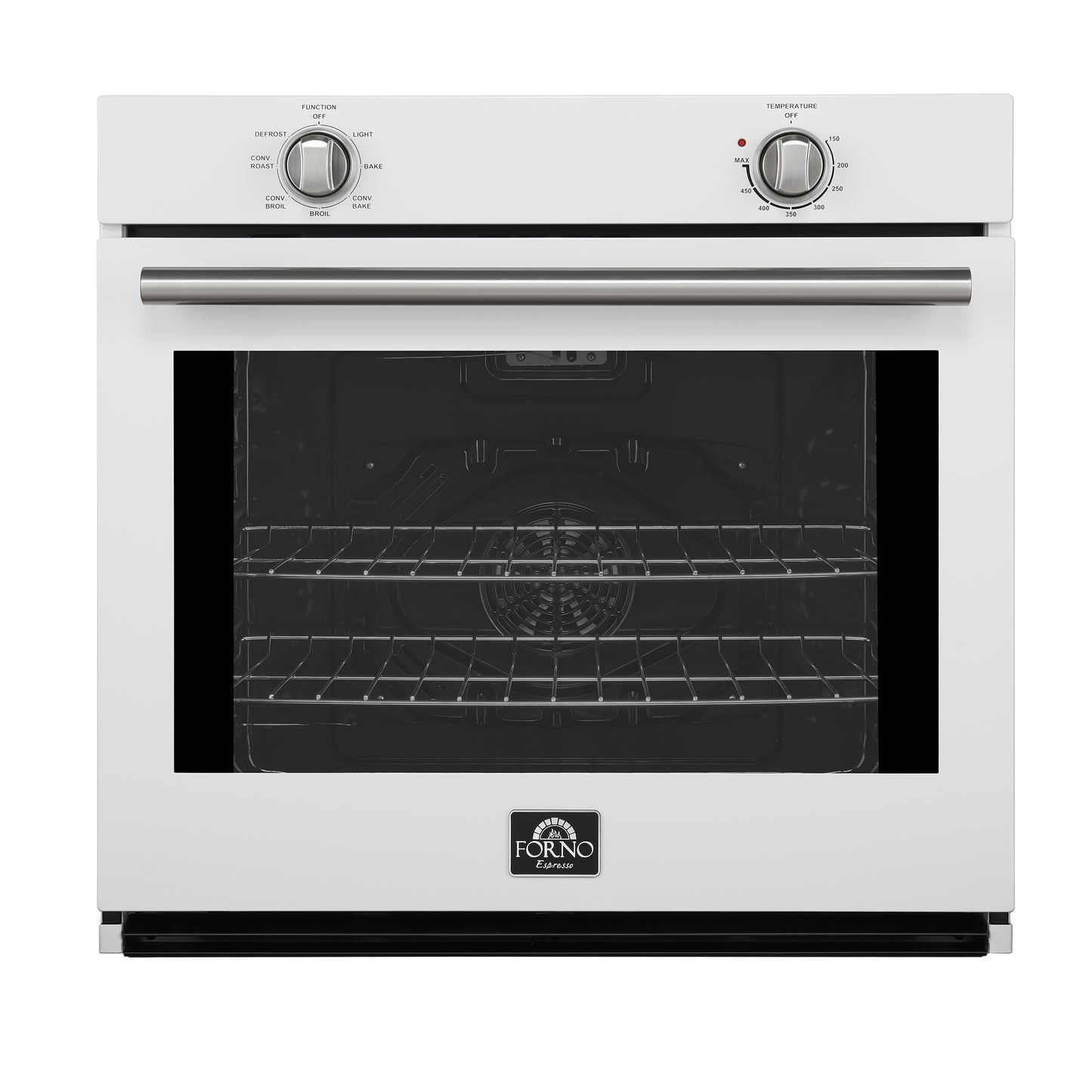 Forno Vomero 30-Inch Wall Oven, White, 5 cu.ft Capacity, 3550 Watts Convection, Mechanical Controls, Manuel Steam Clean