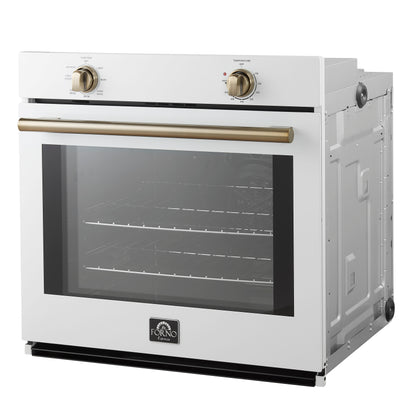 Forno Vomero 30-Inch Wall Oven, White, 5 cu.ft Capacity, 3550 Watts Convection, Mechanical Controls, Manuel Steam Clean