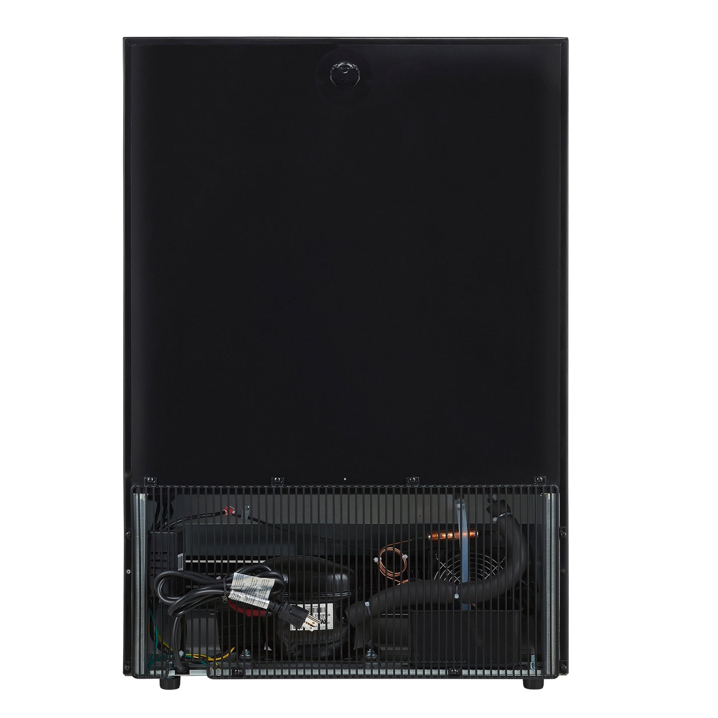 Forno Frescolino 24 Inch Beverage Cooler, Black with Antique Brass Handles, with LED Lighting, Triple Glass Door, 188 Can Capacity, Built-In or Freestanding