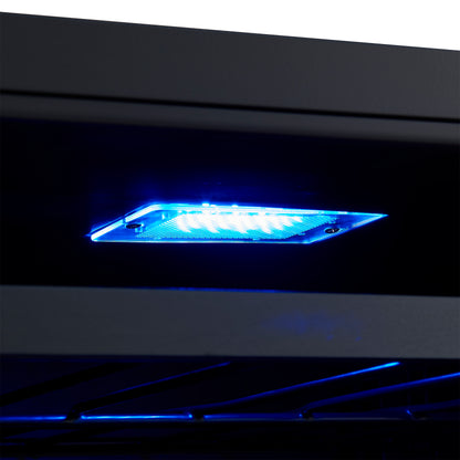 Forno Bacchino 24 Inch Wine Cooler, Black with Antique Brass Handles, with LED Lighting, Triple Glass Door, 51 Bottle Capacity, Built-In or Freestanding